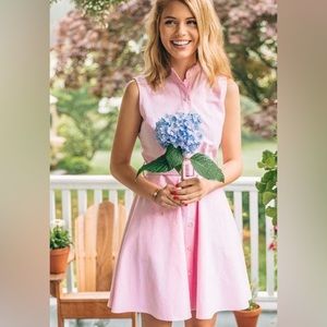 Kiel James Patrick Pink Sleeveless Button-Front Cotton Dress